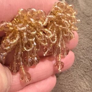 Australian Topaz Dangle Crystal Cluster 
Earring w 4 strand Drop